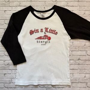 Sin a Little Sturgis 2010 Black and White Long Sleeve Tee